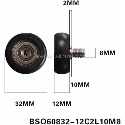 BSO60832-12C2L10M8Free Shipping 10pcs 608zz screw NTBG series Screw bearing pulley M8 round type cashbox sliding wheel roller