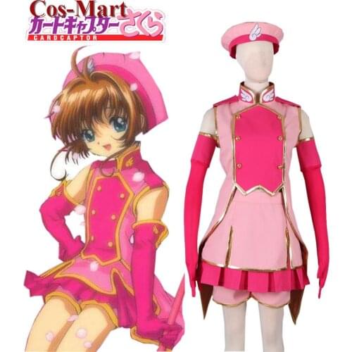 Hot Sale! Anime Cardcaptor Sakura Sakura Kinomoto Cosplay Costume Pink Lovers Combat Uniform Female Clothing Custom-Make Any