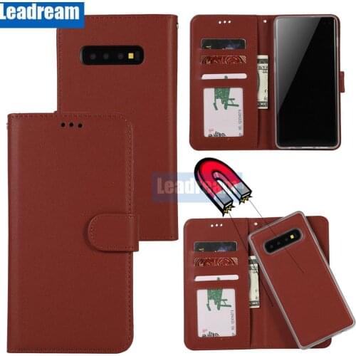 300pcs 2:1 Magnetic Diary Book Flip Cover For Samsung S10 Plus S10e S9 Plus S8 Plus S7 S6 edge 2 In 1 Wallet Leather Case Cover
