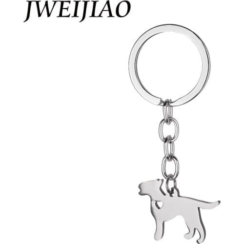 JWEIJIAO Fashion Bull Terrier keychain stainless steel pet dog pendant key chain ring holder Car Bag Jewelry Accessories SKU20