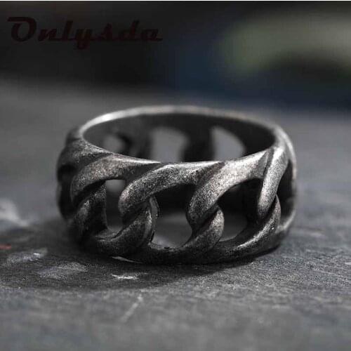 2021 New Letdiffery Punk Cool Stainless Steel Men Ring High Quality Retro Chain Punk Man Women Jewelry for Party Gift 300