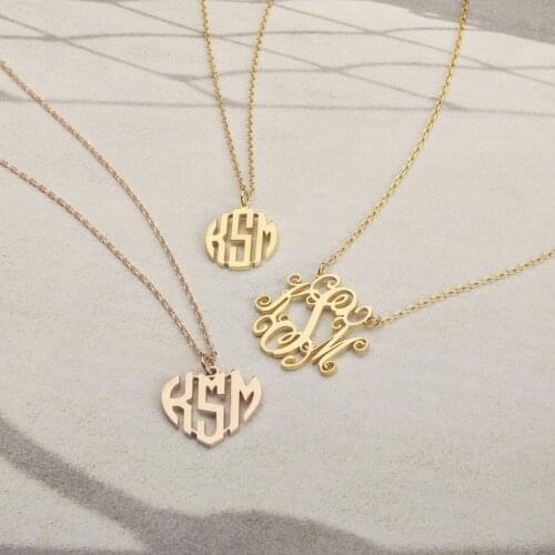 Monogram Necklace Pendant Stainless Steel Personalized Three Initials Letters Choker Necklaces For Women Customized Gifts
