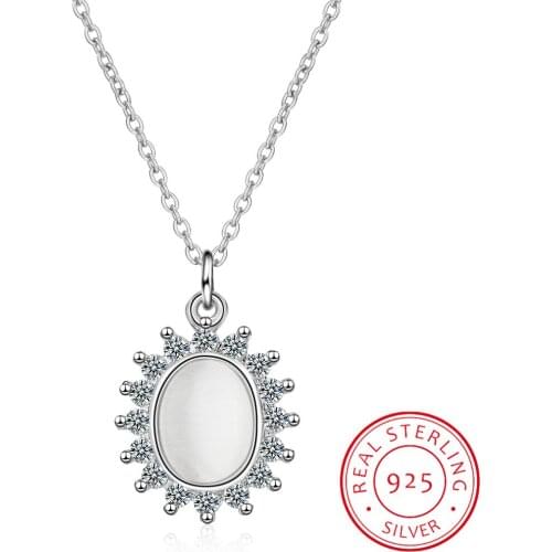 New Arrivals 925 Sterling Silver Round Opal Necklaces & Pendants For Women Hot Fashion sterling-silver-jewelry