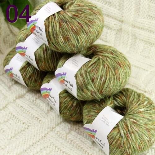 Sale of colorful 6ballsX50g thread camel hair color broken dyed line knitted scarf coat line mohair wool Colorful Kiwi 04