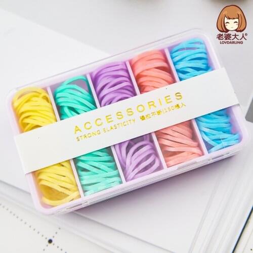 150PCs High Strength Strong Pull Disposable Rubber Band Hairband for Tying up Hair Childrens Hair Accessories Boxed Hair Rope
