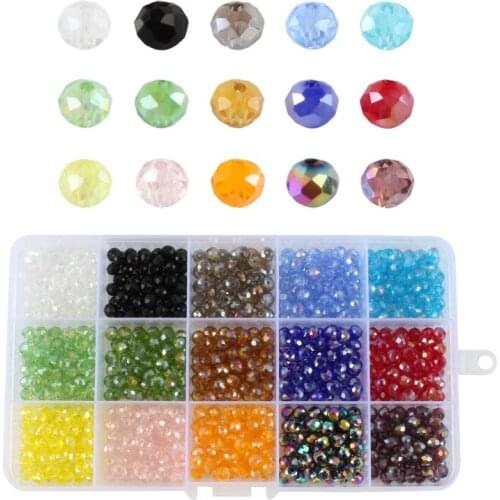 Section 6 mm crystal glass beads color beads scattered beads 15 color diy jewelry accessories