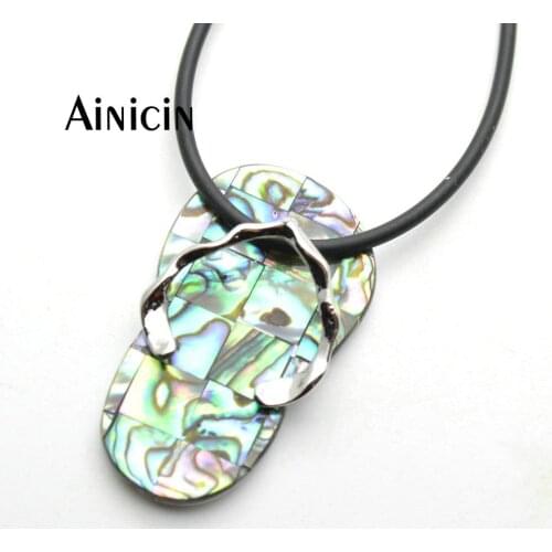 20x40mm Large Size Slippers Shape Pendants Natural Abalone Combination Fashion Women Jewelry Making Findings