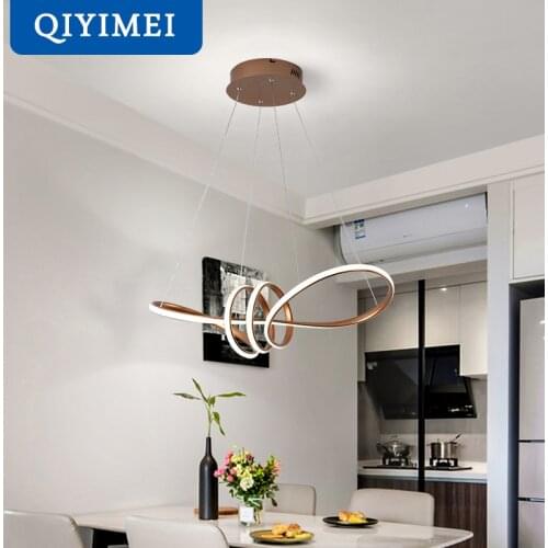 Gold Painted Led Pendant Lights Dining Living Room Kitchen Modern Lighting Lamp Fixture Remote Control AC85-260V Luminaria Avize