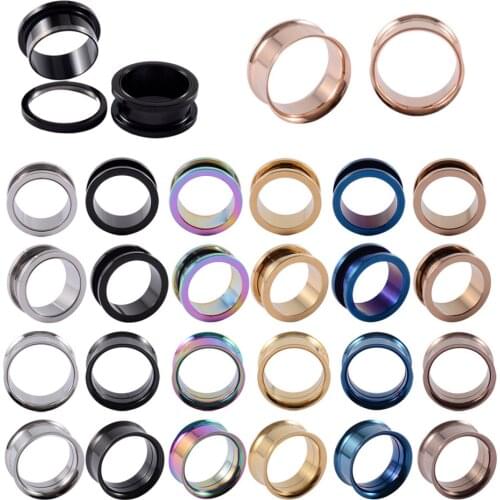 Ear Gauges Titanium Steel Ear Tunnels Plugs Piercing Jewelry Stainless Steel Double Horn Ear Stretchers Expander Plug and Tunnel