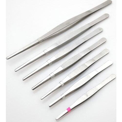 10pcs Stainless Steel Round Head Toothed Tweezers Used in Medical Experiments