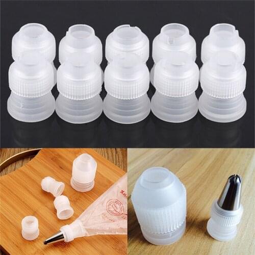 10pcs/bag Cake Flower Pastry Tool White Plastic Coupler Adaptor Icing Piping Nozzle Bag Cake Flower Pastry Decoration Tool