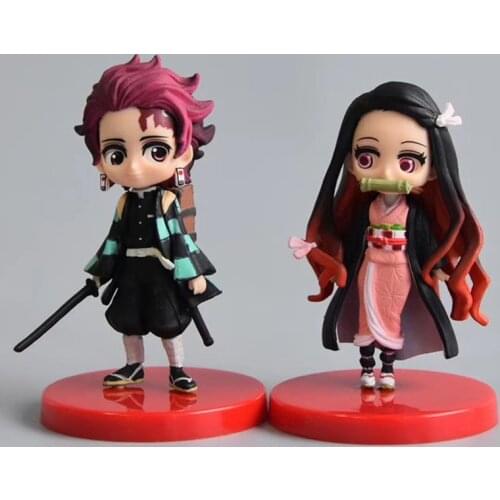 2pcs/lot Anime Kimetsu No Yaiba Demon Slayer Figures Tanjirou Kamado Nezuko with Sword PVC Collection Model Toys for Gift 1/6