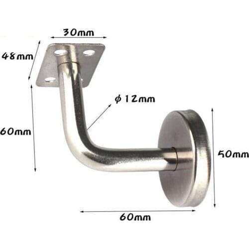 5pcs Handrail Brackets Stainless Steel Wall Mount Stair Handrail Brackets Wood Metal Railing Seven-character Curved Wall Bracket
