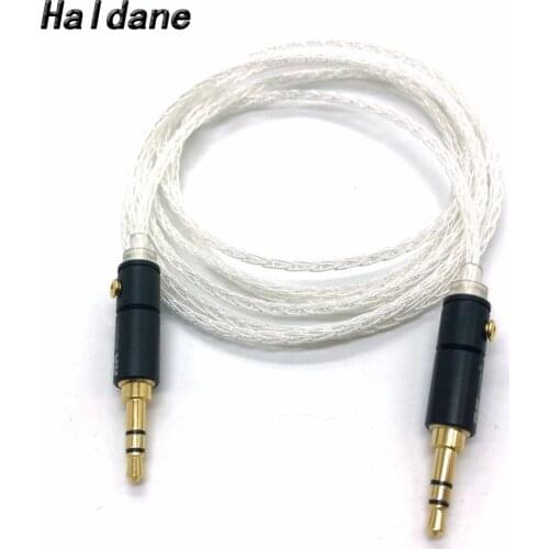 Free Shipping Haldane 8 Cores Silver Plated 3.5mm to 3.5mm Stereo Male Upgrade Cable HIFI audio aux Cable