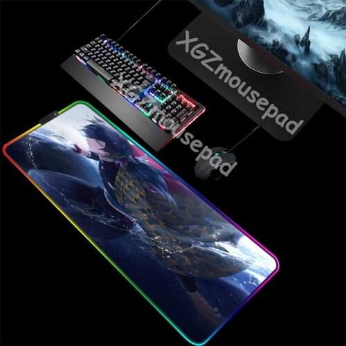 XGZ Anime Tomioka Giyuu Custom Large RGB Mouse Pad Black Lock Edge Computer Cool Fashion Desk Mat Speed Natural Rubber Non-slip