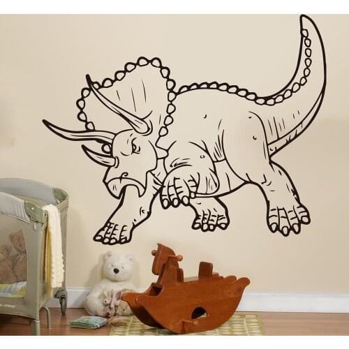 Large Triceratops Prehistoric Dinosaur Wall Decal Dinosaur Decal Cartoon Dino Animal Vinyl Wall Sticker for Boy Room Decor C761