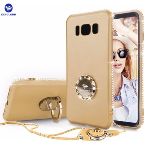 For Samsung Galaxy S8 Ring Case Pink Soft fitted Galaxy S8 Plus Case Ring Bling Cover For Samsung S8 Case Diamond Glitter Gold