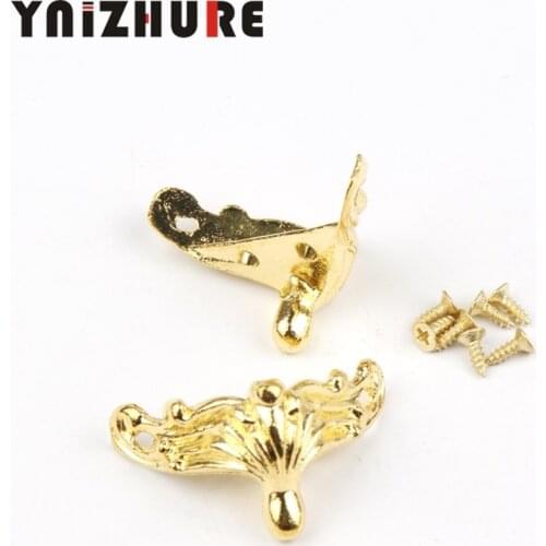 50pcs 36*21mm Gold Zinc Alloy Antique Brass Jewelry Gift Box Wood Case Decorative Feet Leg Corner Protector