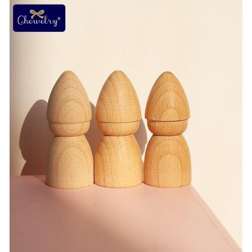 70mm Beech Wooden Peg Dolls Unpainted Figures Hard Wood Dolls Kids Printed Baby Souvenirs DIY Crafts Blank Handmade Dolls Toys