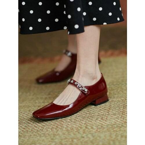 EshtonShero Low Heels Mary Janes Womens Pumps Woman Patent Leather Platform Black Women Party Shoes Buckle Ladies Footwear