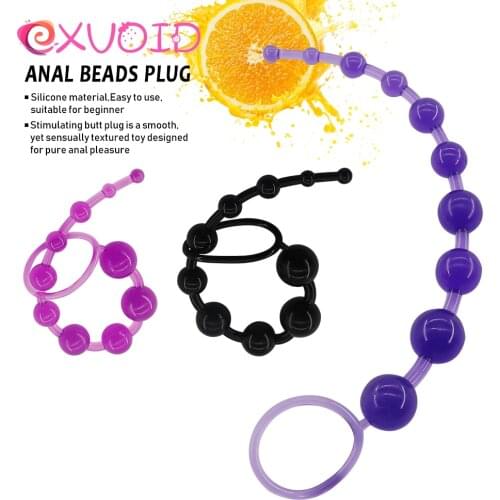 EXVOID 10 Balls Long Anal Beads Prostate Massager Sex Toys for Men Women Silicone Vagina Open Butt Plug for Beginner Anal Plug