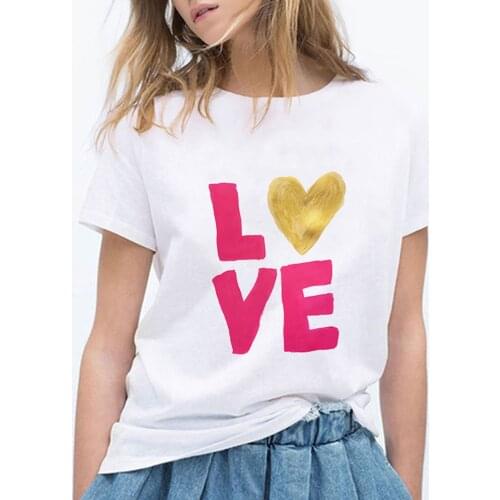 Sexemara Massimo Dutti Clothes 2021Edgy Women Instagram Family Look Kawaii Fashion Short Sleeve Harajuku Tee Loves Print Casual