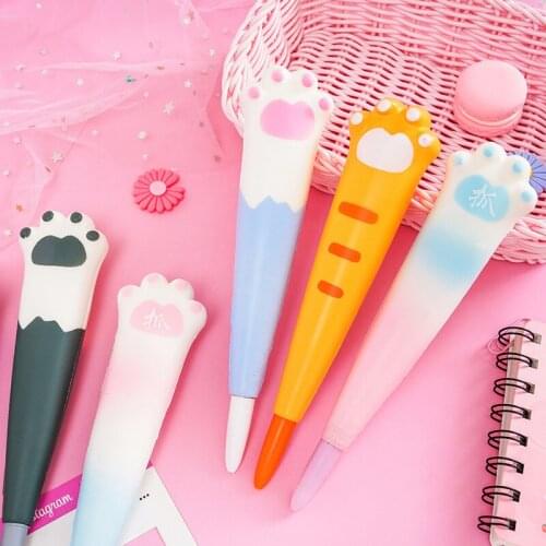 Kawaii Creative Cartoon Pressure Relief Gel Pen Cute Soft Sponge Cat Pen For Student Stationery Gift School Office Supplies