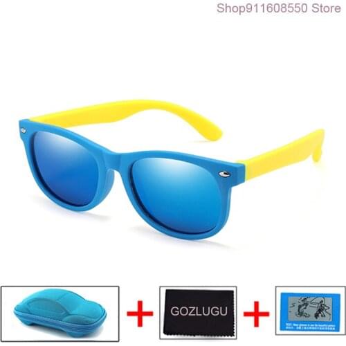 GOZLUGU Childrens Sunglasses Childrens Polarized Glasses Glasses Girls Boys Silicone Childrens Baby Glasses Glasses with Case