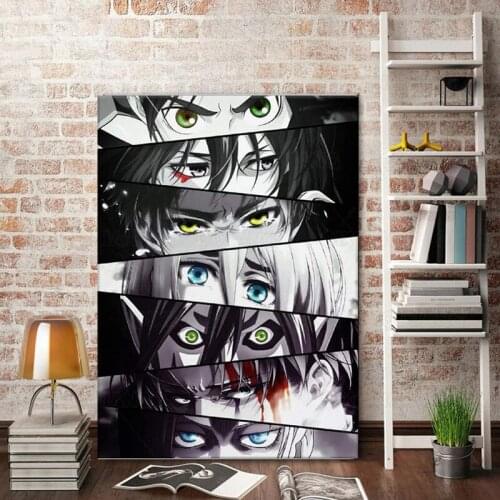 HD Prints Attack on Titan Poster Wall Art Japan Anime Canvas Painting Home Decoration Bedroom Modular Roles Eyes Pictures Framed