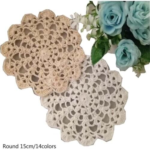 HOT cotton round placemat cup coaster mug kitchen Christmas glass table place mat cloth lace Crochet tea coffee doily dining pad