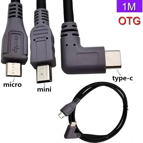 USB 2.0 Micro Male Down/Up/Left/Right Angled to Mini 5pin Female OTG Data Extension Cable Cord 0.25m