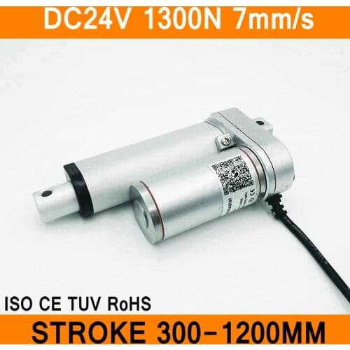Linear Actuator 24V DC Motor 1300N 7mm/s Stroke 300-1200mm Linear Electric Motor IP54 Aluminum Alloy Heavy Duty CE RoHS ISO