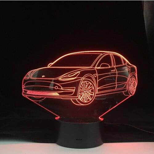 Model 3 Telsar Electronic Car 3D LED Night Light Kids Bedroom Decor Table Lamp 7 Colors Auto Changing Illusion Lamp