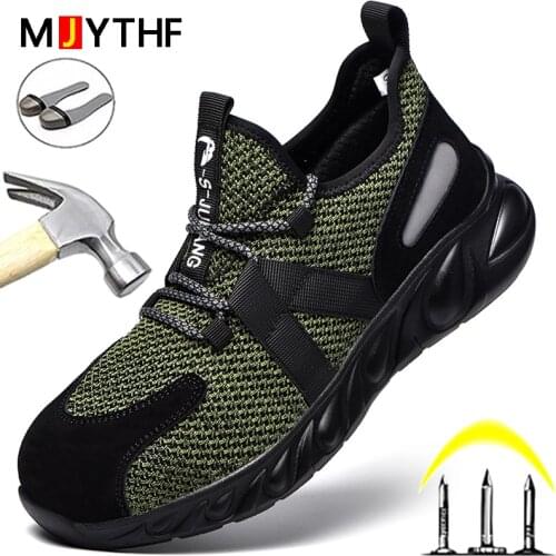 New 2021 Work Safety Shoes Men Lightweight Work Sneakers Male Shoes Adult Work Boots Steel Toe Shoes Anti-puncture Work Shoes
