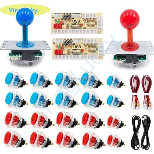 DIY Arcade joystick Kit 2X USB Encoder + 2X Arcade Copy Sanwa Joystick + 20x Sanwa Transparent Push Buttons For Raspberry Pi