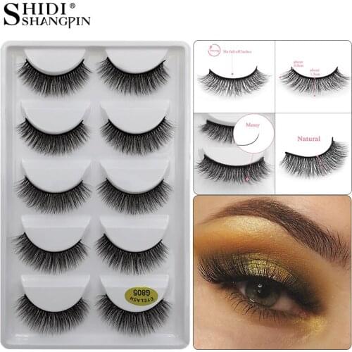 SHIDISHANGPIN 5 Pairs Mink Eyelashes Natural Long 3d Mink Lashes False Eyelashes Dramatic Eyelashes Makeup Fake Lashes Maquiagem