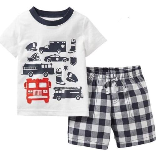 Newest Fashion Summer Kids Baby Boys Sleepwear Short Sleeve Cotton Pajamas PJS Children Pijamas Set