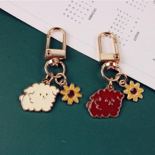 New Korean Cute Doggie Keychain Lovers Animal Keyring Earphone Case Pendant Key Ring Holder Gift Women Girl Bag Trinkets