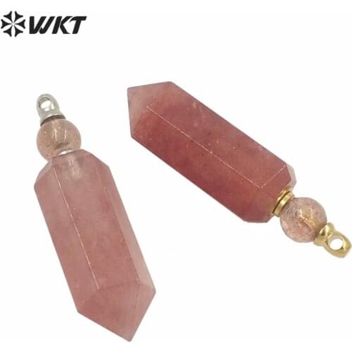 WT-P1584 Wholesale New Style Women Jewelry Pendant Bottle Strawberry Quartz Perfume Bottle Quartz Pendant For Necklace