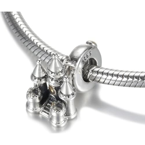Authentic S925 Silver Pendant Charm for Women Bracelet Bangle DIY Jewelry Castle Dangle Bead