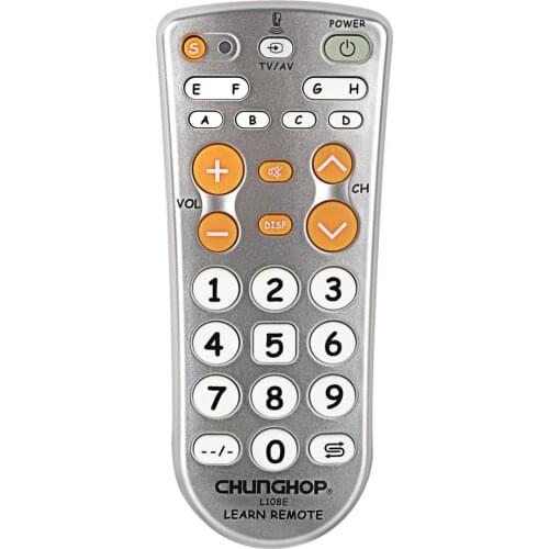 1pcs Combinational Universal Learning Remote Control Controller Chunghop L108E For TV/SAT/DVD/CBL/DVB-T/AUX Big Button Copy