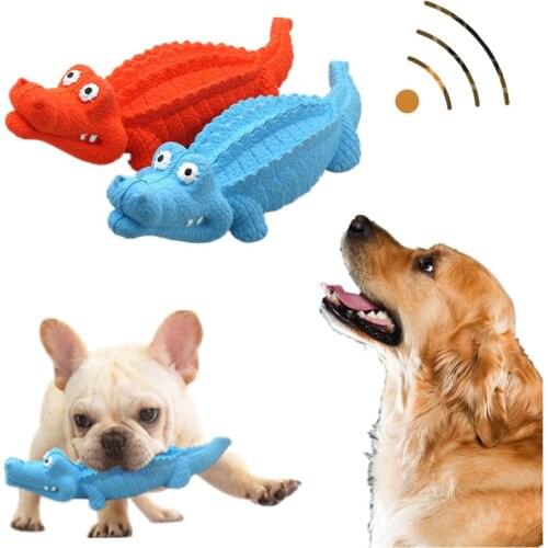 Pet Dog Rubber Squeaky Toys Puppy Crocodile Shape Chew Toy Resistant to Biting Teeth Cleaning Toy Pet Supplies