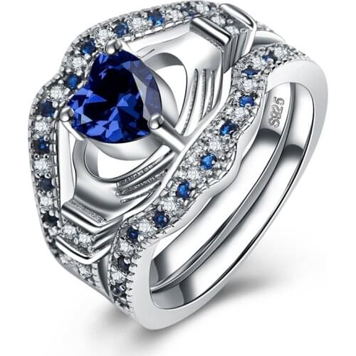 Romantic Two Hands Holding Heart Shaped Three-Piece Ring Personality Women Fashion Valentine Gift