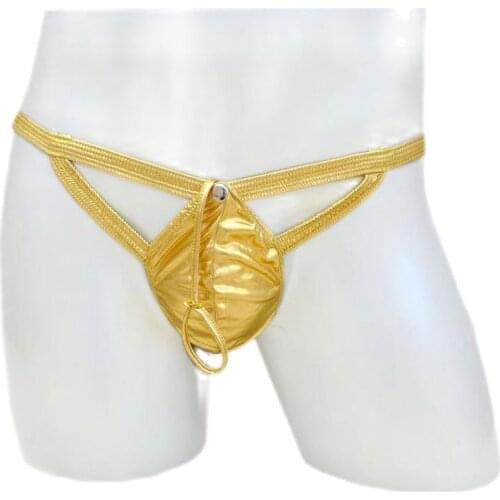 Sexy Lingerie Wet Look Sissy Mens Open Back T-Back Bulge Pouch Thong Bikini G-string Briefs Club Underwear Hot Underpants