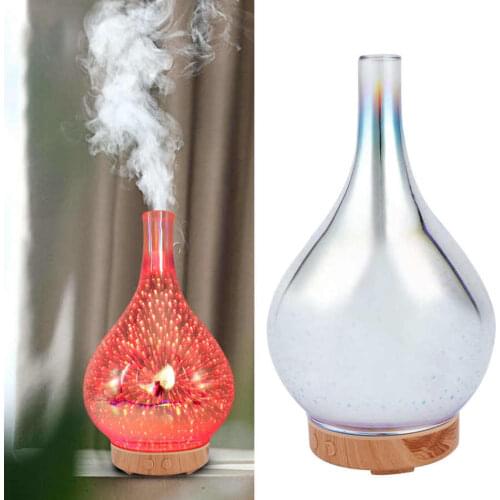 7 Color Light 3D Firework Glass Air Humidifier 100ml Ultrasonic Humidificador Essential Oil Aroma Diffuser Mist Maker