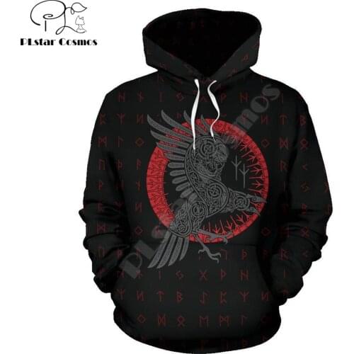Viking Odin Raven Old Runes Style hoodies Men/Women Harajuku Fashion hooded Sweatshirt Tattoo Casual Jacket Zip-Up Hoodie WJ010