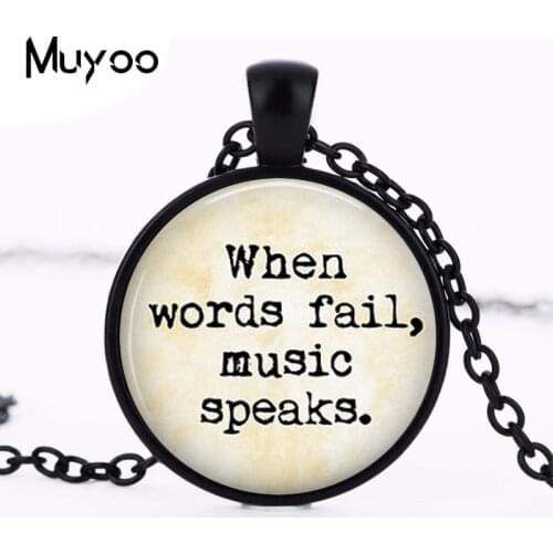 Music Lover Quote Vintage Choker Necklace "When words fail, music speaks." Statement Necklace Vintage Jewelry HZ1