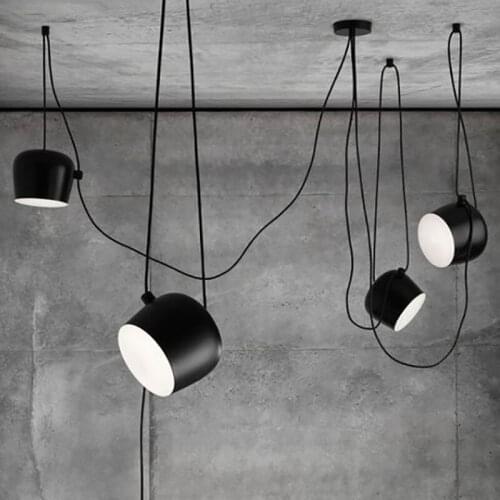 DIY vintage retro black pendant lights for dining room aluminum drum designer industrial hanging lamp for coffee home decorate