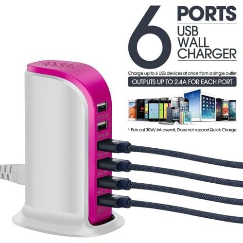 Multi usb charger for iphone samsung universal 6 ports usb charging station for tablet portable travel charger EU US AU UK Plug