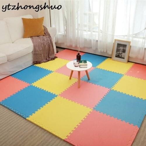 10pcs/set Colorful 1cm Thick Baby Plastic Foam Play Puzzle Mat Household Joint Foam Floor Mat Trumpet Climbing Pad 30*30CM